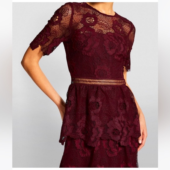 Self Portrait Fairycore Tiered Guipure Floral Lace Maxi Dress - Picture 3 of 11